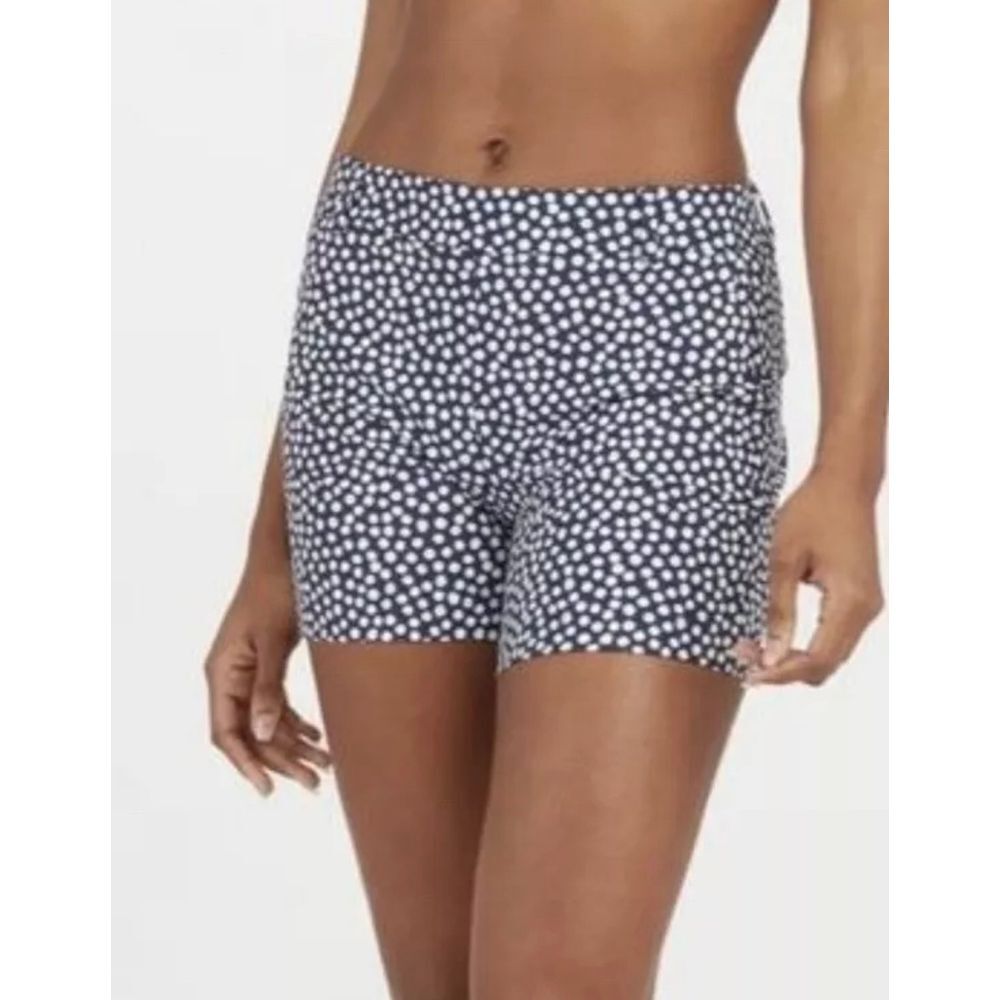 SPANX Women's 6" Sunshine Pull On Stretch Shorts Navy Dot 50213R Size XL NWT $88